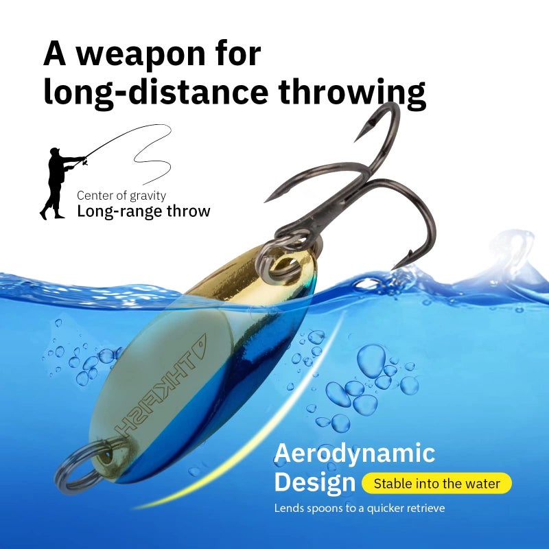 THKFISH Fishing Lures Trout Lures Fishing Spoons Lures for Trout Pike Bass Crappie Walleye Color B 1/2oz 5pcs - Image 2